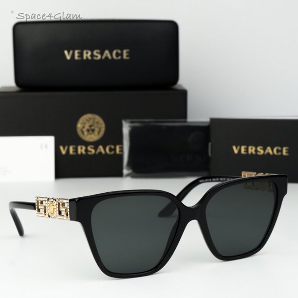 BRAND NEW Versace VE4471B GB1/87 Black Grey Square Women Sunglasses VE 4471B - Picture 1 of 9